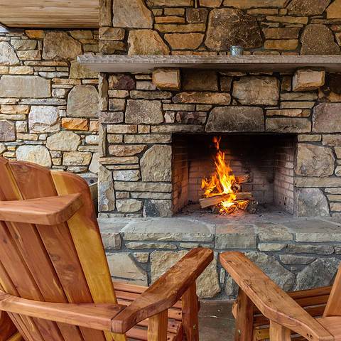 Outdoor fireplace at The Huntley