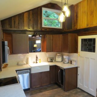 Garden Cabin kitchen has a cathedral ceiling - The Cove at Fairview - Vacation Rentals - Asheville, NC