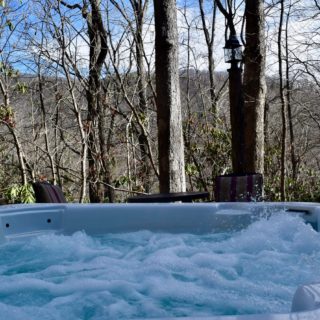 Amazing winter view from My Place hot tub - The Cove at Fairview - Vacation Rentals- Asheville, North Carolina