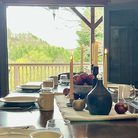 Seating for 8 at this Cherry table - The Cove at Fairview - Vacation Rentals - Asheville, NC