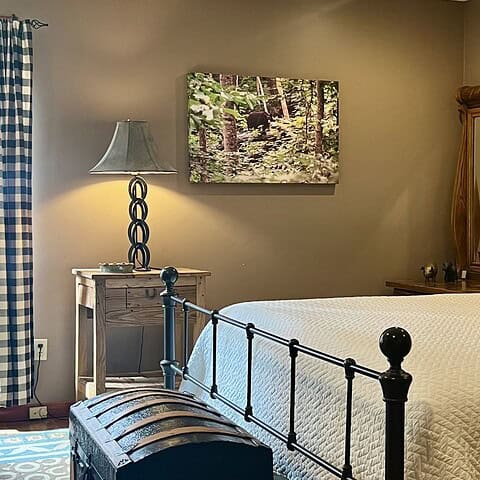 The master bedroom features a king bed - The Cove at Fairview - Vacation Rentals - Asheville, NC